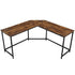 VASAGLE L-Shaped Computer Desk Rustic Brown and Black-Furniture > Office > Desks-PEROZ Accessories