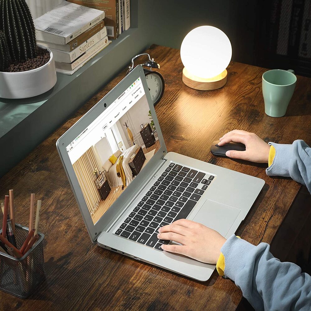 VASAGLE L-Shaped Computer Desk Rustic Brown and Black-Furniture &gt; Office &gt; Desks-PEROZ Accessories