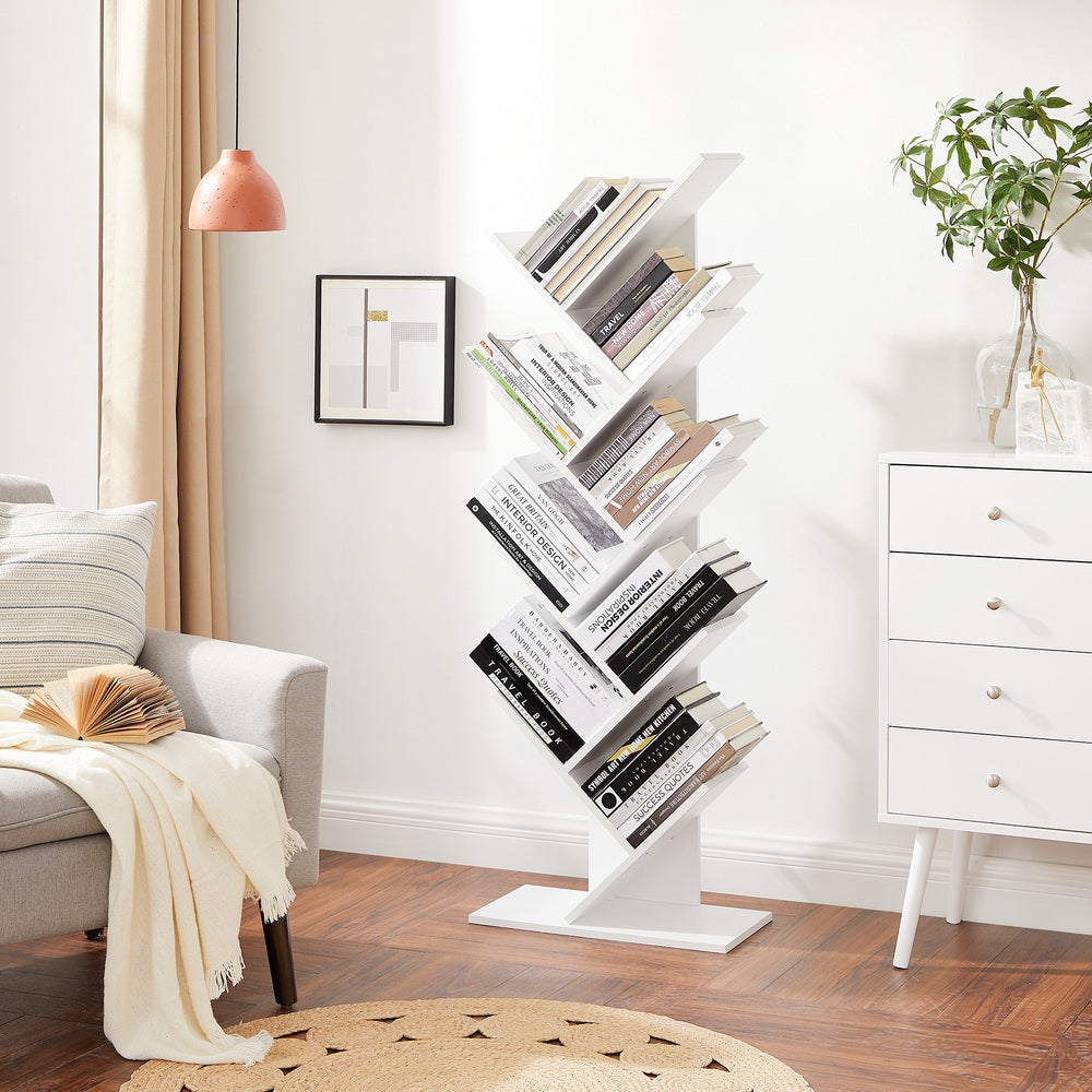 VASAGLE Tree Bookshelf 8 Tier White-Furniture &gt; Living Room &gt; Bookcases &amp; Shelves-PEROZ Accessories