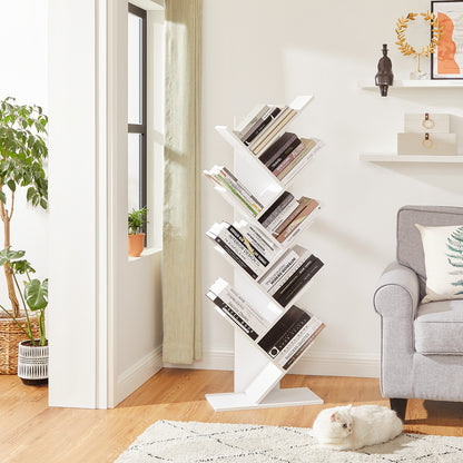 VASAGLE Tree Bookshelf 8 Tier White-Furniture &gt; Living Room &gt; Bookcases &amp; Shelves-PEROZ Accessories