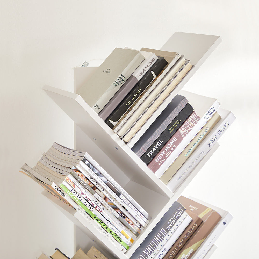 VASAGLE Tree Bookshelf 8 Tier White-Furniture &gt; Living Room &gt; Bookcases &amp; Shelves-PEROZ Accessories