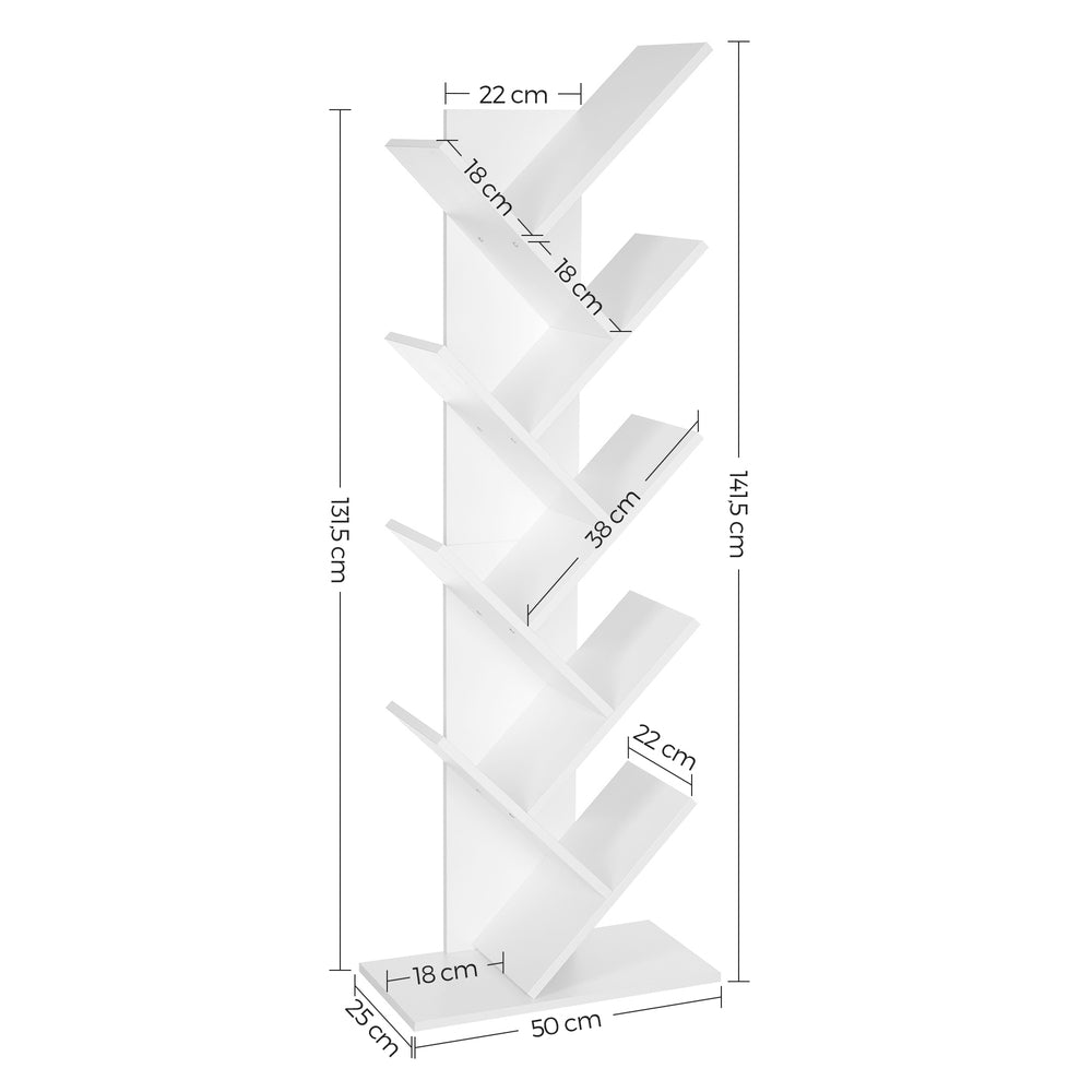 VASAGLE Tree Bookshelf 8 Tier White-Furniture &gt; Living Room &gt; Bookcases &amp; Shelves-PEROZ Accessories