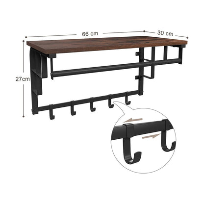 VASAGLE Coat Rack Wall-Mounted Rustic Brown and Black-Furniture &gt; Living Room &gt; Coat Racks-PEROZ Accessories