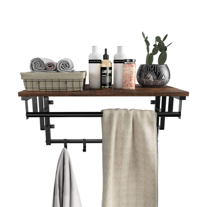 VASAGLE Coat Rack Wall-Mounted Rustic Brown and Black-Furniture &gt; Living Room &gt; Coat Racks-PEROZ Accessories