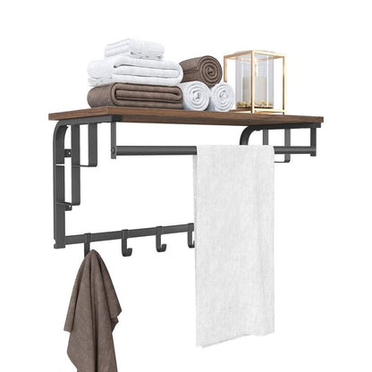 VASAGLE Coat Rack Wall-Mounted Rustic Brown and Black-Furniture &gt; Living Room &gt; Coat Racks-PEROZ Accessories