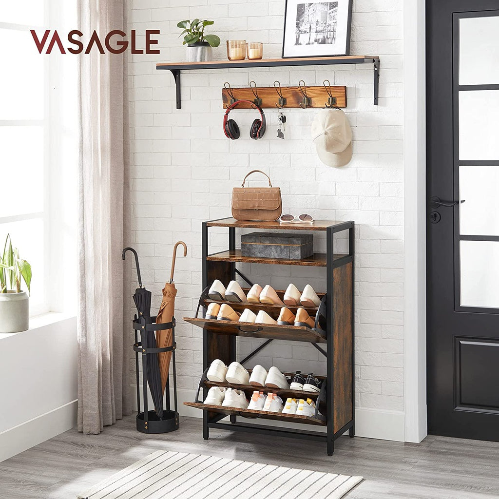 VASAGLE Shoe Cabinet with 2 Compartments Hallway for 8-12 Pairs of Shoes-Furniture &gt; Living Room &gt; Shoe Storage-PEROZ Accessories