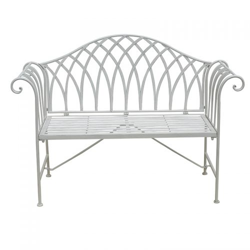 White Lavinia Iron Outdoor Bench-Furniture &gt; Outdoor &gt; Outdoor Benches-PEROZ Accessories