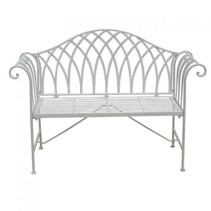 White Lavinia Iron Outdoor Bench-Furniture &gt; Outdoor &gt; Outdoor Benches-PEROZ Accessories