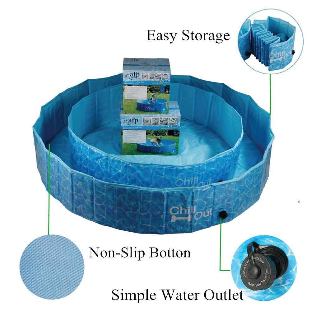 S Dog Swimming Pool - Chill Out Plastic Pet Puppy Bath Splash Fun All For Paws-Pet Care &gt; Dog Supplies &gt; Dog Collars, Leads &amp; Harnesses-PEROZ Accessories