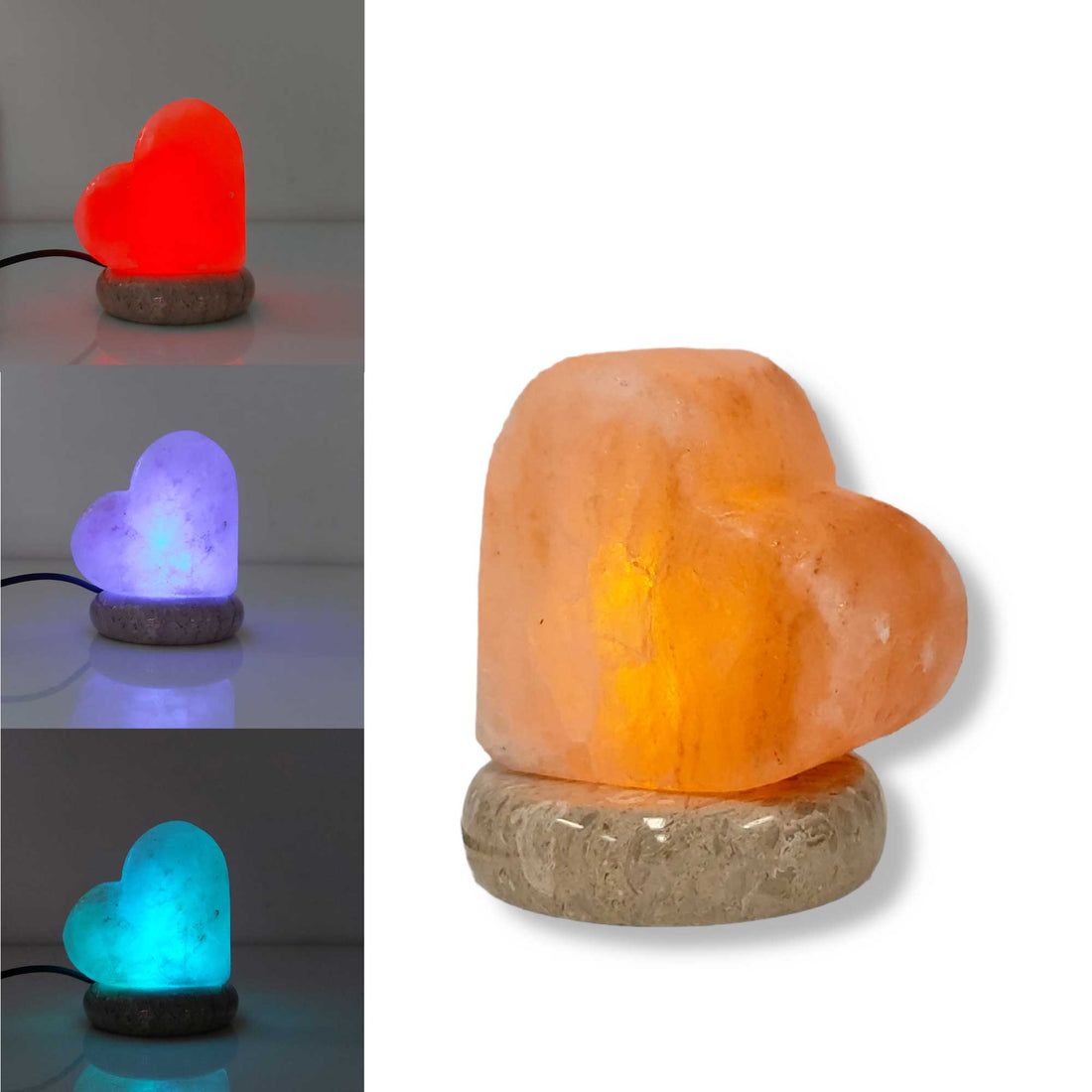 USB Colour Changing Salt Himalayan Lamp - Heart Love Shape Pink Rock LED Light-Home &amp; Garden &gt; Lighting &gt; Table Lamps-PEROZ Accessories