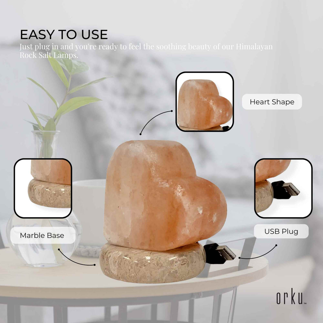 USB Colour Changing Salt Himalayan Lamp - Heart Love Shape Pink Rock LED Light-Home &amp; Garden &gt; Lighting &gt; Table Lamps-PEROZ Accessories