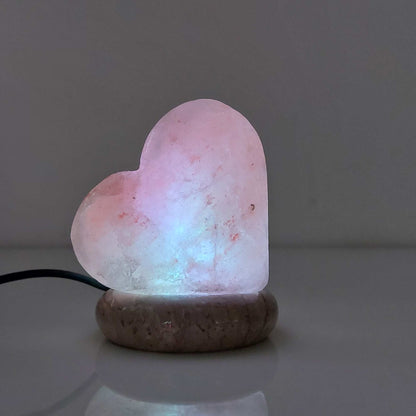 USB Colour Changing Salt Himalayan Lamp - Heart Love Shape Pink Rock LED Light-Home &amp; Garden &gt; Lighting &gt; Table Lamps-PEROZ Accessories