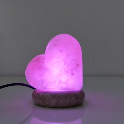 USB Colour Changing Salt Himalayan Lamp - Heart Love Shape Pink Rock LED Light-Home &amp; Garden &gt; Lighting &gt; Table Lamps-PEROZ Accessories