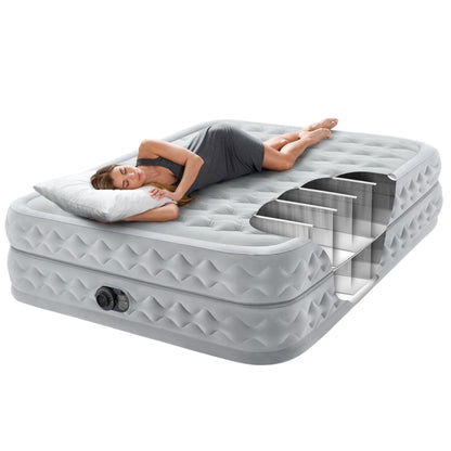 Intex Dura-Beam® Deluxe Queen Supreme Air-Flow Air Mattress-Outdoor Recreation &gt; Camping &gt; Inflatable Mattresses-PEROZ Accessories