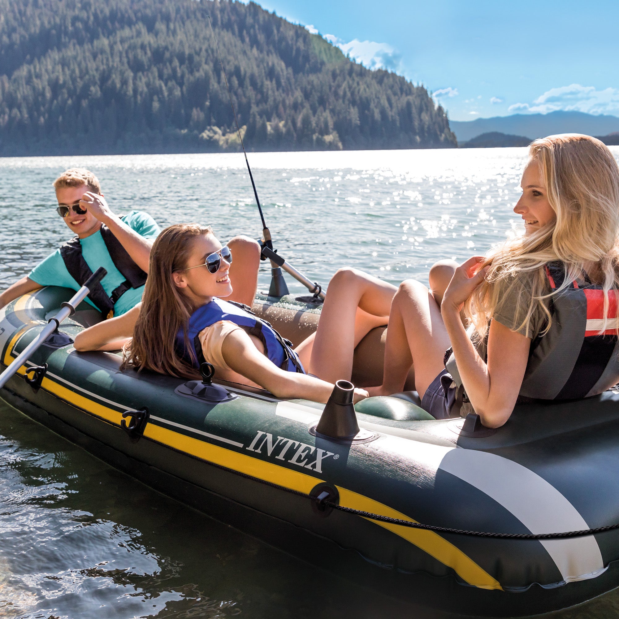 Intex Seahawk 3-person Inflatable Boat Set-Outdoor Recreation &gt; Boating &gt; Boating Accessories-PEROZ Accessories