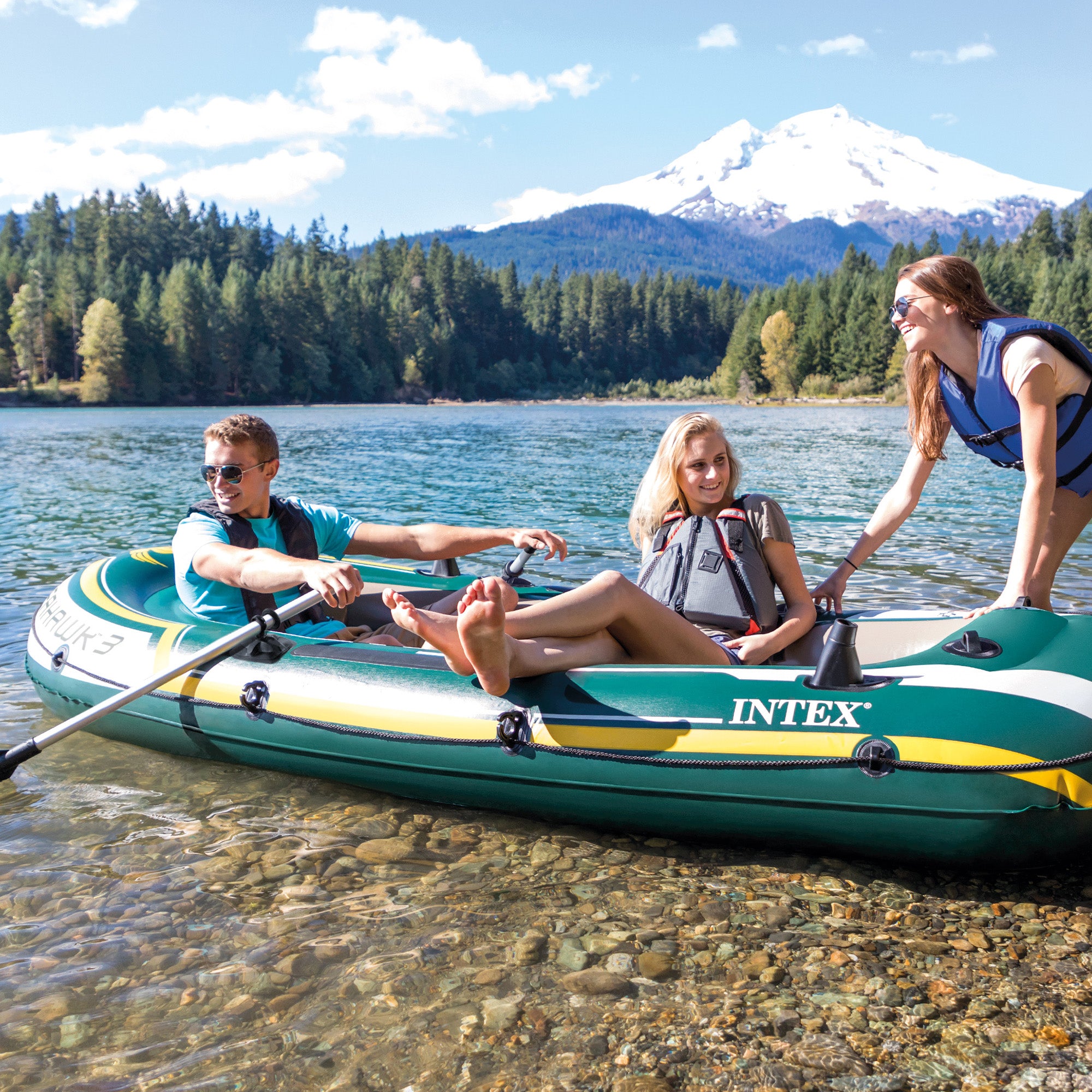 Intex Seahawk 3-person Inflatable Boat Set-Outdoor Recreation &gt; Boating &gt; Boating Accessories-PEROZ Accessories