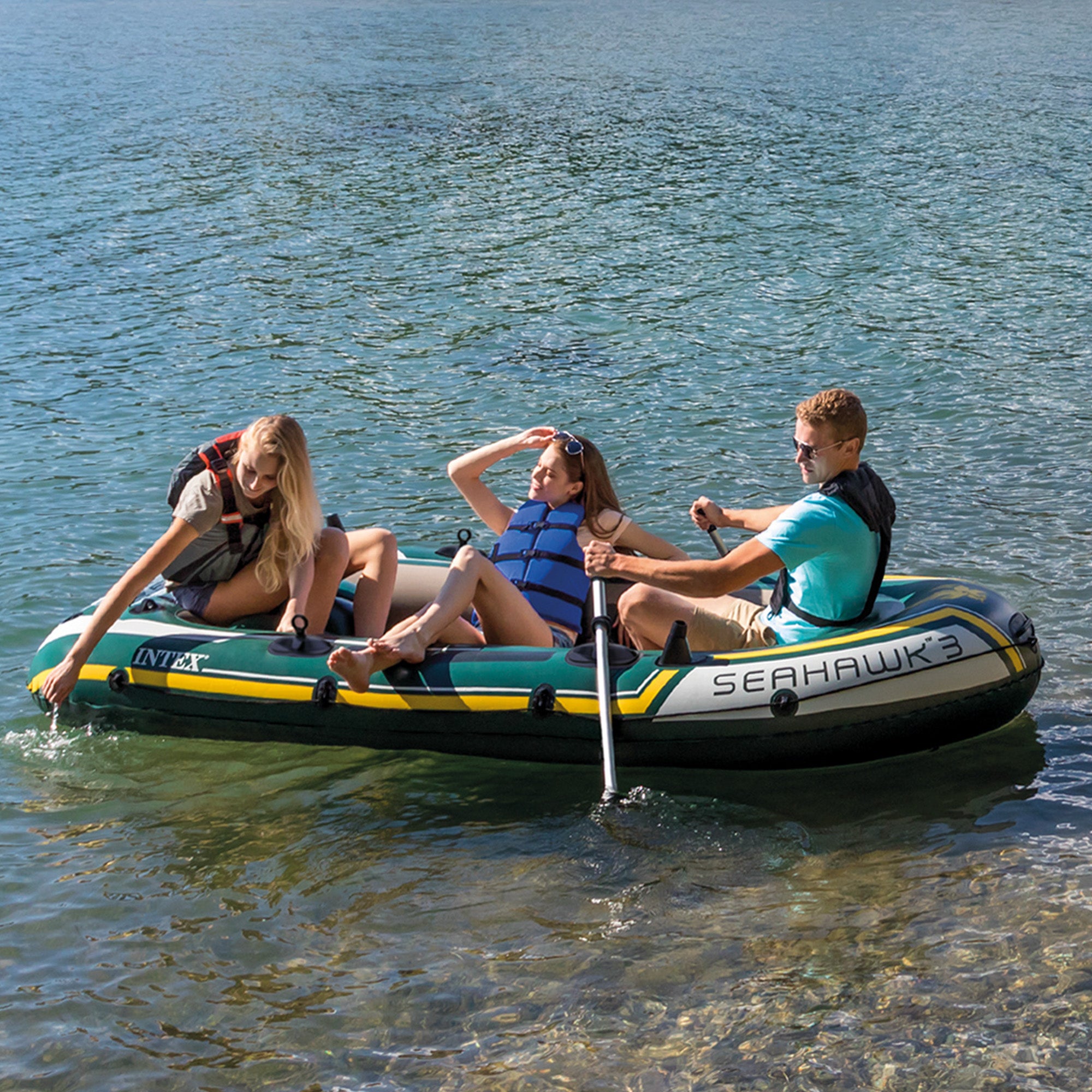 Intex Seahawk 3-person Inflatable Boat Set-Outdoor Recreation &gt; Boating &gt; Boating Accessories-PEROZ Accessories