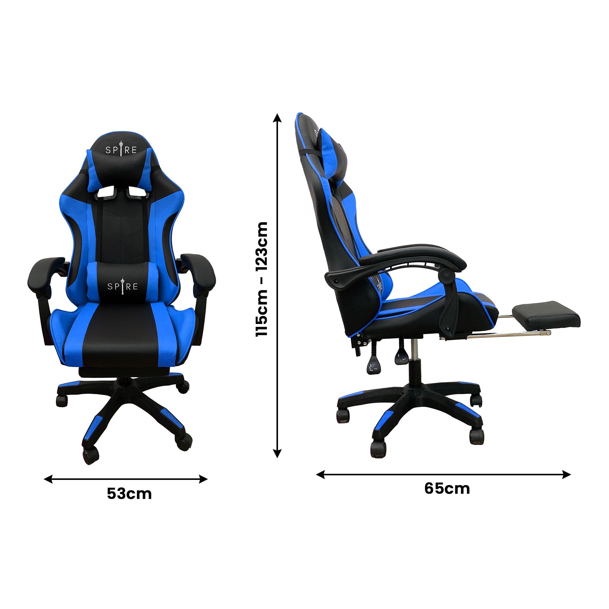 Intex Spire Zinc Blue And Black Adjustable Gaming/office Chair-Furniture &gt; Office &gt; Office &amp; Desk Chairs-PEROZ Accessories