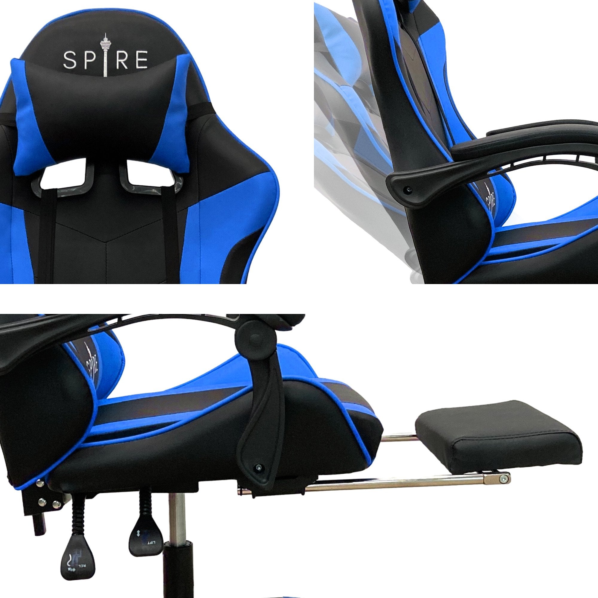 Intex Spire Zinc Blue And Black Adjustable Gaming/office Chair-Furniture &gt; Office &gt; Office &amp; Desk Chairs-PEROZ Accessories