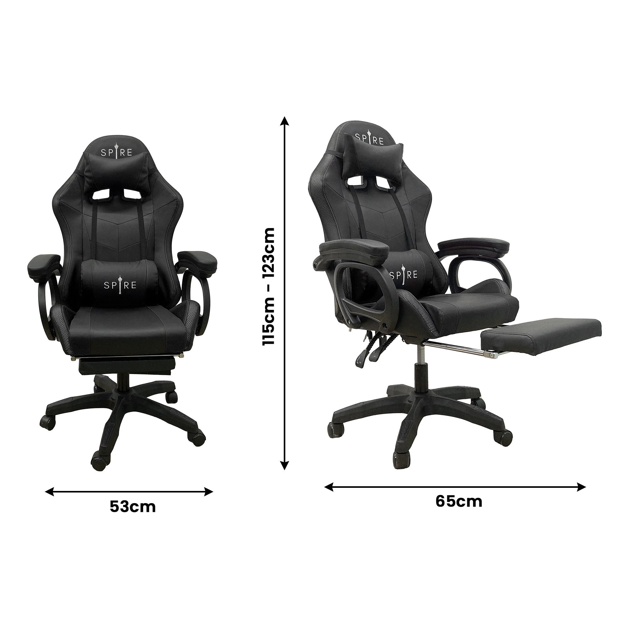 Intex Spire Onyx Led Massage Gaming Chair - Black-Furniture &gt; Bar Stools &amp; Chairs &gt; Massage Chairs-PEROZ Accessories