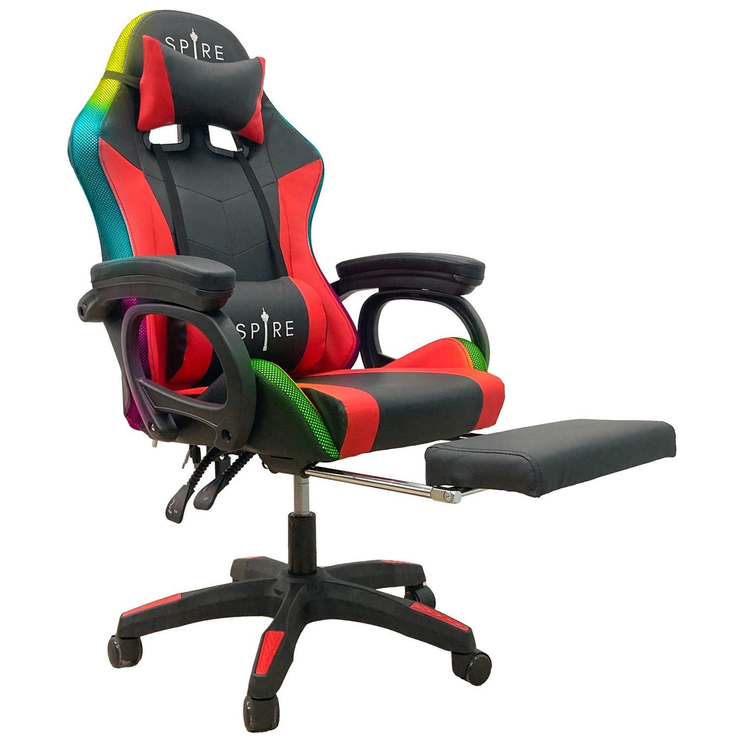 Intex Spire Onyx Led Massage Gaming Chair - Red And Black-Furniture &gt; Bar Stools &amp; Chairs &gt; Massage Chairs-PEROZ Accessories