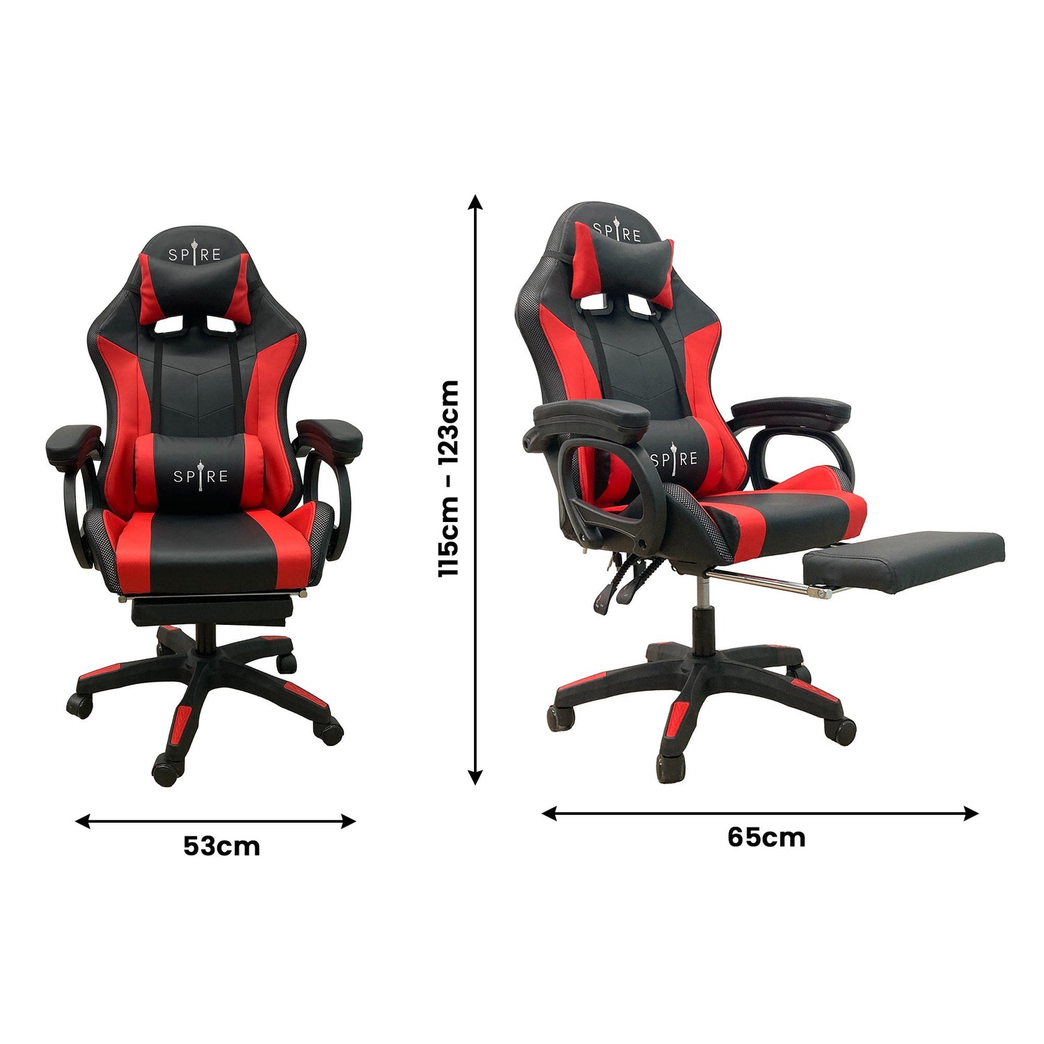 Intex Spire Onyx Led Massage Gaming Chair - Red And Black-Furniture &gt; Bar Stools &amp; Chairs &gt; Massage Chairs-PEROZ Accessories