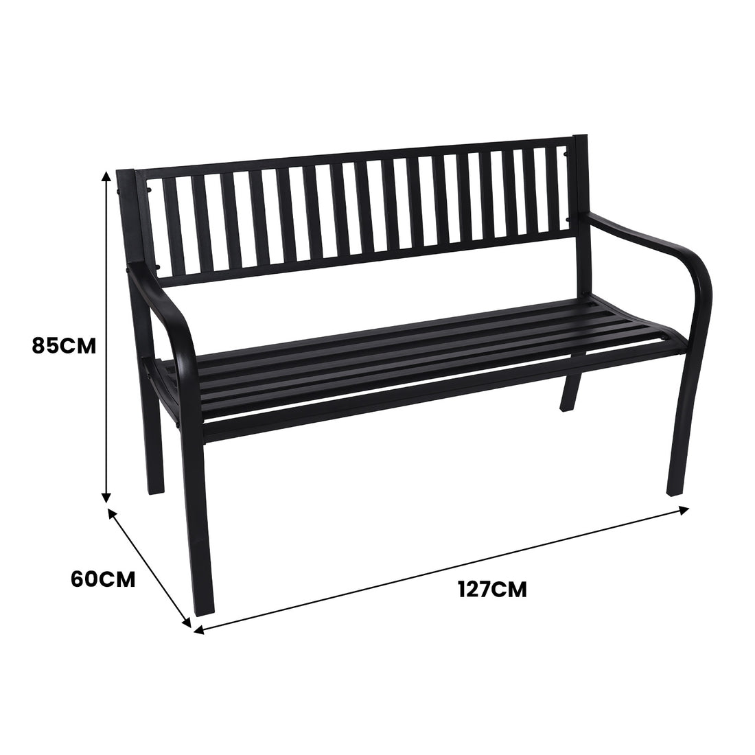 Wallaroo Steel Outdoor Garden Bench - Modern-Furniture &gt; Outdoor &gt; Outdoor Benches-PEROZ Accessories