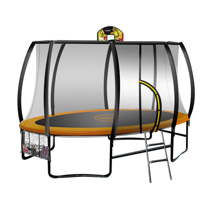 Kahuna 8ft X 14t Outdoor Orange Oval Trampoline With Safety Enclosure And Basketball Hoop Set-Sports &amp; Fitness &gt; Trampolines &gt; Trampolines &amp; Accessories-PEROZ Accessories