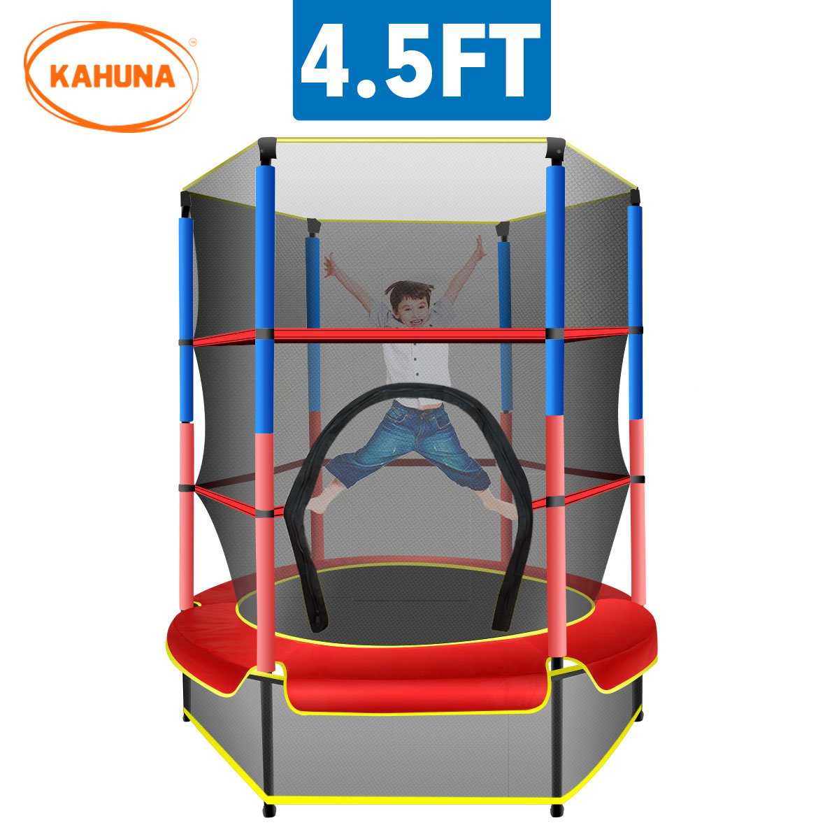 Kahuna 4.5ft Trampoline Round Free Safety Net Spring Pad Cover Mat Outdoor Red-Sports &amp; Fitness &gt; Trampolines &gt; Trampolines &amp; Accessories-PEROZ Accessories