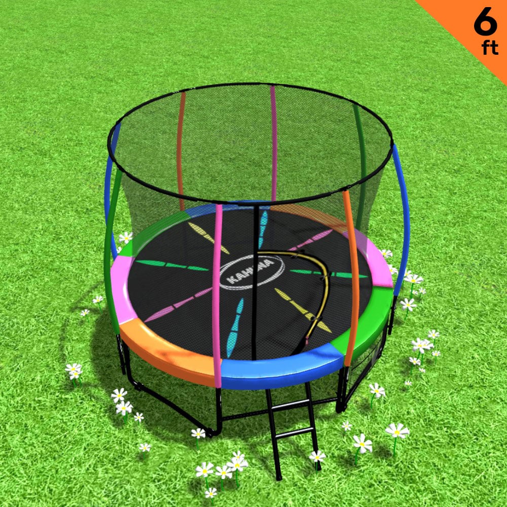 Kahuna 6ft Trampoline Round Free Pad Cover Spring Mat Net Safety Net Enclosure Rainbow-Sports &amp; Fitness &gt; Trampolines &gt; Trampolines &amp; Accessories-PEROZ Accessories