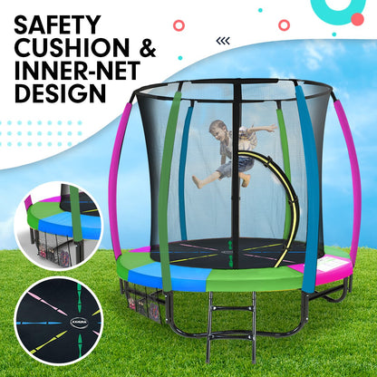 Kahuna 6ft Trampoline Round Free Pad Cover Spring Mat Net Safety Net Enclosure Rainbow-Sports &amp; Fitness &gt; Trampolines &gt; Trampolines &amp; Accessories-PEROZ Accessories