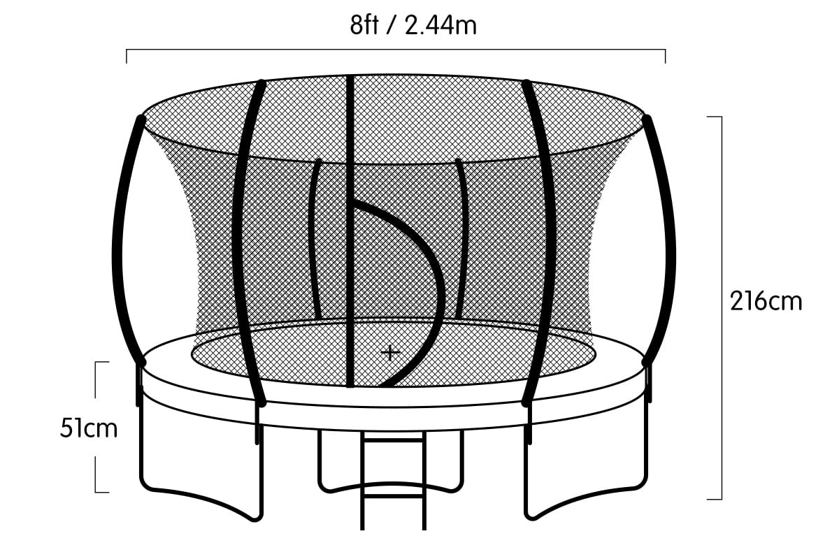 Kahuna 8ft Trampoline Free Ladder Spring Mat Net Safety Pad Cover Round Enclosure Green-Sports &amp; Fitness &gt; Trampolines &gt; Trampolines &amp; Accessories-PEROZ Accessories