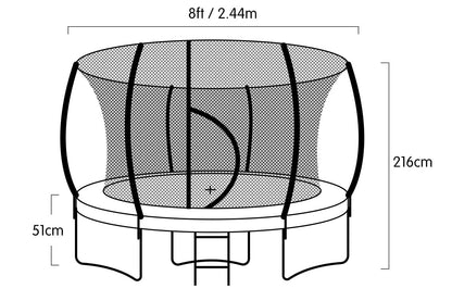 Kahuna 8ft Trampoline Free Ladder Spring Mat Net Safety Pad Cover Round Enclosure Green-Sports &amp; Fitness &gt; Trampolines &gt; Trampolines &amp; Accessories-PEROZ Accessories