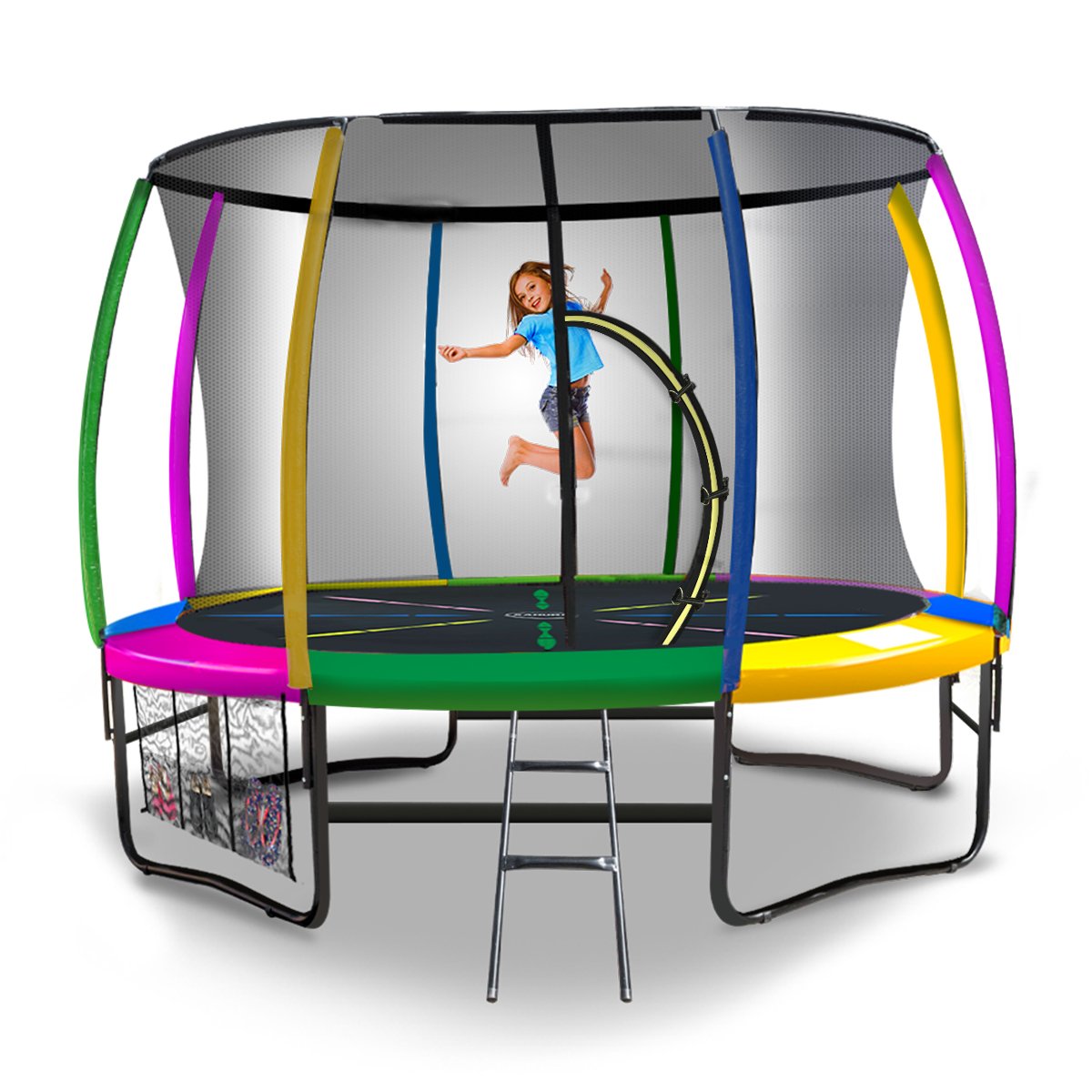 Kahuna 8ft Outdoor Rainbow Trampoline For Kids And Children Suited For Fitness Exercise Gymnastics With Safety Enclosure-Sports &amp; Fitness &gt; Trampolines &gt; Trampolines &amp; Accessories-PEROZ Accessories