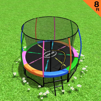 Kahuna 8ft Outdoor Rainbow Trampoline For Kids And Children Suited For Fitness Exercise Gymnastics With Safety Enclosure-Sports &amp; Fitness &gt; Trampolines &gt; Trampolines &amp; Accessories-PEROZ Accessories