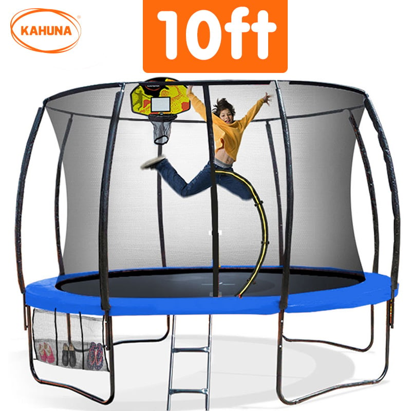 Kahuna 10ft Outdoor Trampoline With Safety Enclosure Pad Ladder Basketball Hoop Set Blue-Sports &amp; Fitness &gt; Trampolines &gt; Trampolines &amp; Accessories-PEROZ Accessories