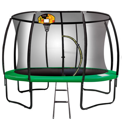 Kahuna 10ft Outdoor Trampoline With Safety Enclosure Pad Ladder Basketball Hoop Set Green-Sports &amp; Fitness &gt; Trampolines &gt; Trampolines &amp; Accessories-PEROZ Accessories