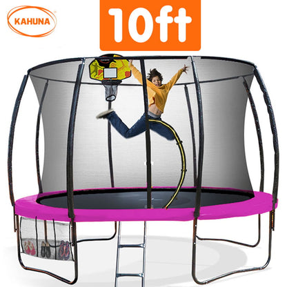 Kahuna 10ft Outdoor Trampoline With Safety Enclosure Pad Ladder Basketball Hoop Set Pink-Sports &amp; Fitness &gt; Trampolines &gt; Trampolines &amp; Accessories-PEROZ Accessories