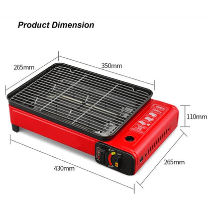 Portable Gas Stove Burner Butane BBQ Camping Gas Cooker With Non Stick Plate Black with Fish Pan and Lid-Home &amp; Garden &gt; BBQ-PEROZ Accessories