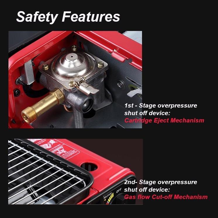 Portable Gas Stove Burner Butane BBQ Camping Gas Cooker With Non Stick Plate Red without Fish Pan and Lid-Home &amp; Garden &gt; BBQ-PEROZ Accessories