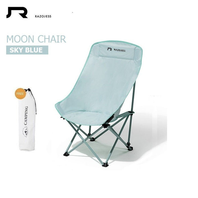 RAZOJESS Enlarged Moon Chair for Outdoor Camping Fishing Picnic Sky Blue-Outdoor Recreation &gt; Camping &gt; Camp Furniture-PEROZ Accessories