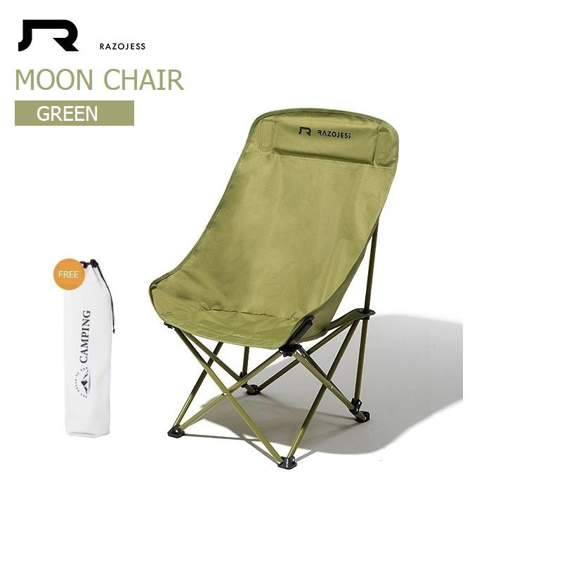 RAZOJESS Enlarged Moon Chair for Outdoor Camping Fishing Picnic Green-Outdoor Recreation &gt; Camping &gt; Camp Furniture-PEROZ Accessories