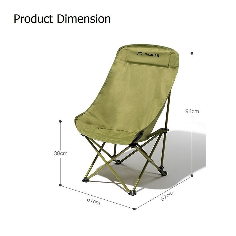 RAZOJESS Enlarged Moon Chair for Outdoor Camping Fishing Picnic Green-Outdoor Recreation &gt; Camping &gt; Camp Furniture-PEROZ Accessories