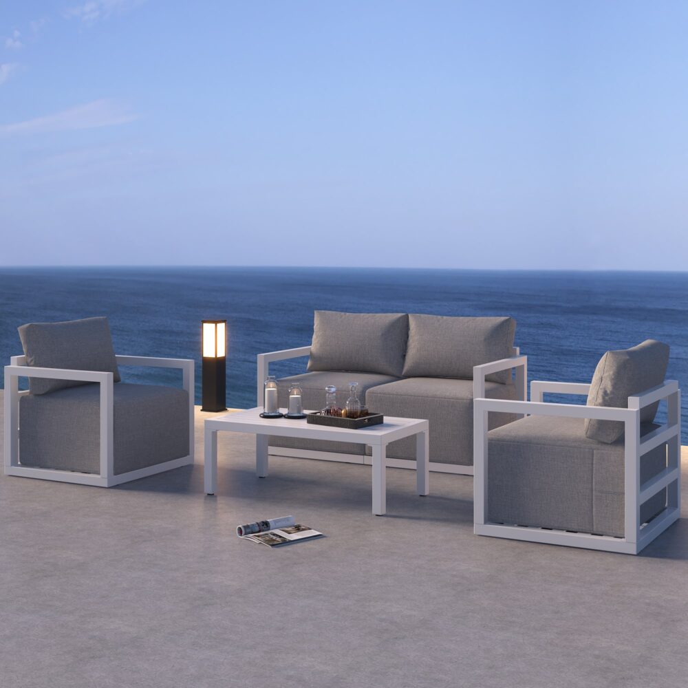 Alfresco Serenity Outdoor Lounge Set – White-Furniture &gt; Outdoor &gt; Outdoor Sofas &amp; Lounge Sets-PEROZ Accessories