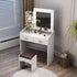 Diana Vanity Set with Shelves Cushioned Stool and Lighted Mirror- White-Furniture > Bedroom > Dressing Vanity & Dressing Tables-PEROZ Accessories