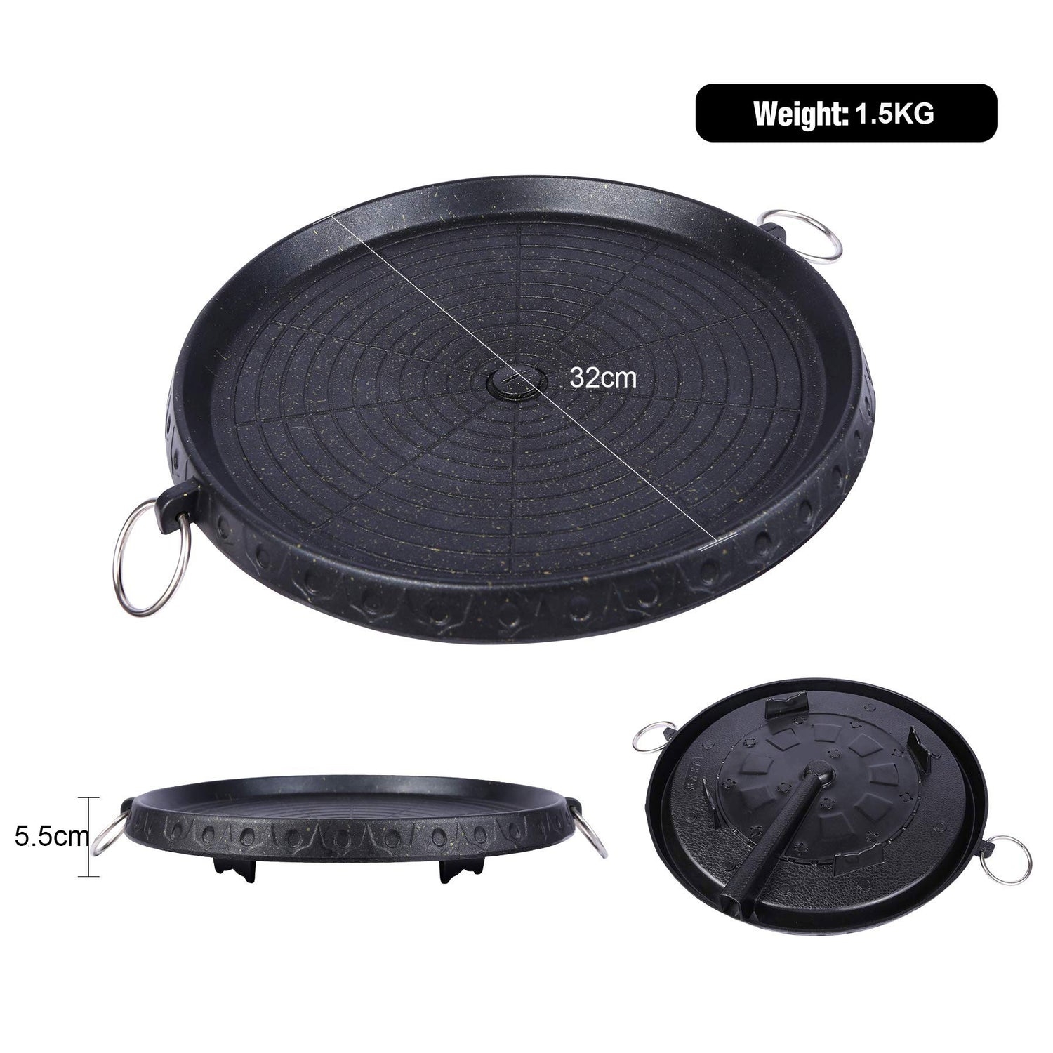 Korean BBQ Grill Pan Non-Stick Smokeless Stovetop BBQ Grill Plate Indoor Outdoor-Home &amp; Garden &gt; BBQ &gt; BBQ Tools-PEROZ Accessories