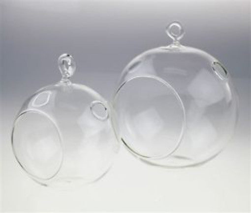 24 Bulk Buy of Hanging Clear Glass Ball Tealight Candle Holder - 8cm Diameter / High - Wedding Globe Decoration Terrarium Succulent Plant Mini Garden Holder Decor Craft Gift-Home &amp; Garden &gt; Decor &gt; Vases &amp; Table Decor-PEROZ Accessories