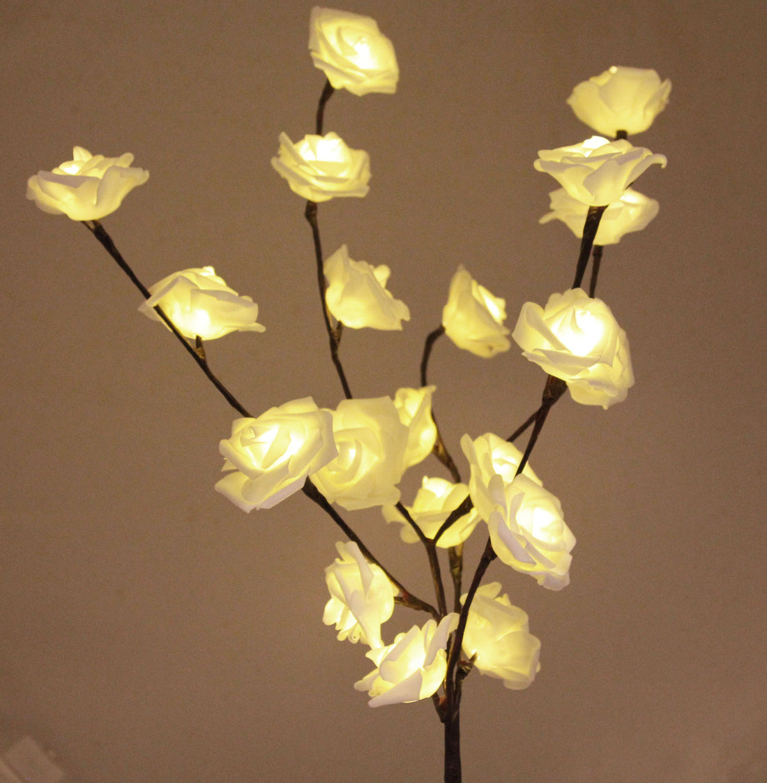 1 Set of 50cm H 20 LED White Rose Tree Branch Stem Fairy Light Wedding Event Party Function Table Vase Centrepiece Decoration-Home &amp; Garden &gt; Decor &gt; Vases &amp; Table Decor-PEROZ Accessories