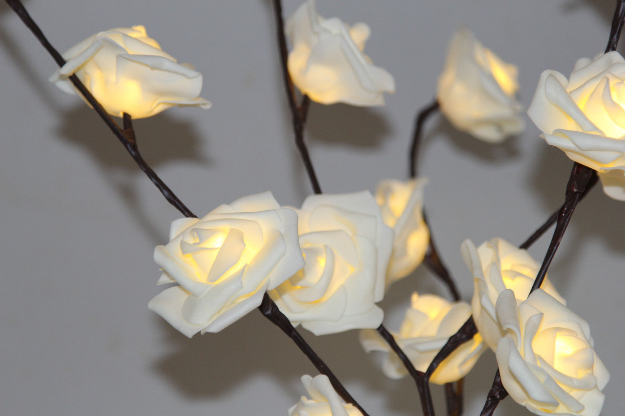 1 Set of 50cm H 20 LED White Rose Tree Branch Stem Fairy Light Wedding Event Party Function Table Vase Centrepiece Decoration-Home &amp; Garden &gt; Decor &gt; Vases &amp; Table Decor-PEROZ Accessories