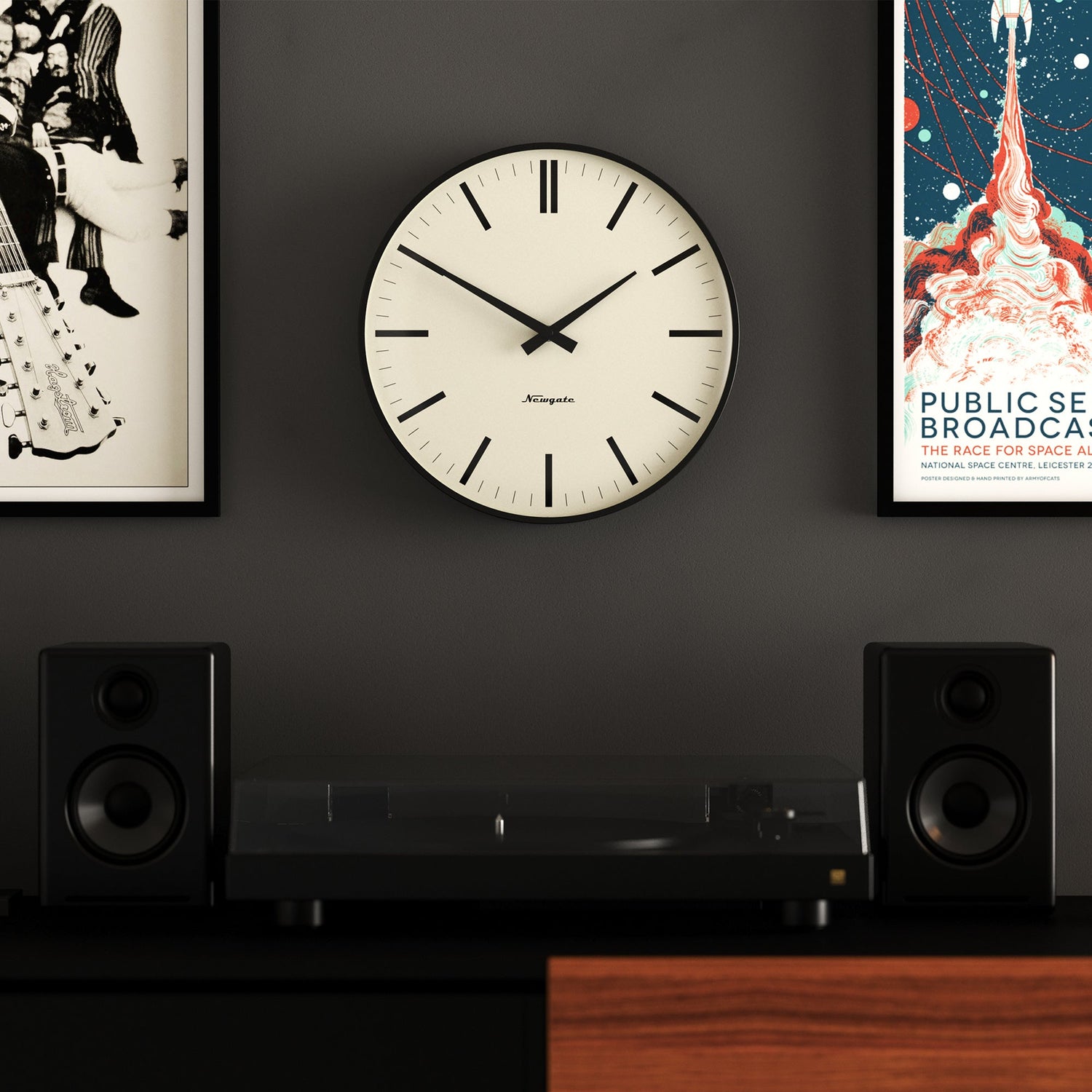 Newgate Radio City Wall Clock - Matte Black-Home &amp; Garden &gt; Decor-PEROZ Accessories